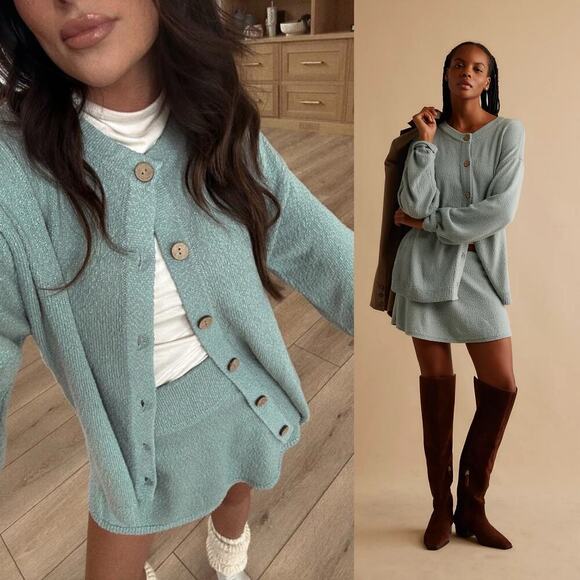 Free People Beach Free-est Ameena Cardigan Blue Haze Size XS Oversized Fit - Picture 1 of 6